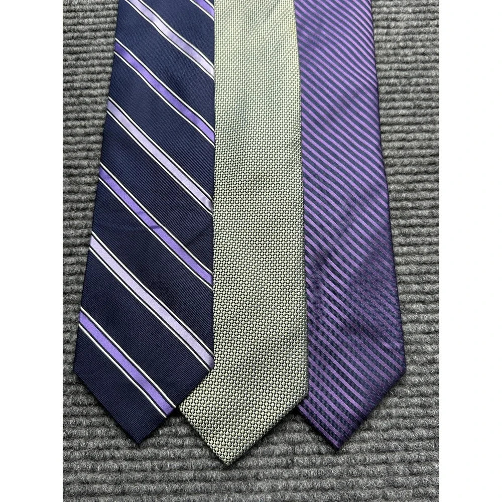 Nautica Ties Lot of 3 Mens One Size Navy Purple Striped Geometric‎ Neckties